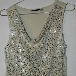 Apt 9 Womens Dressy Tank Size M Beige Sequins Club